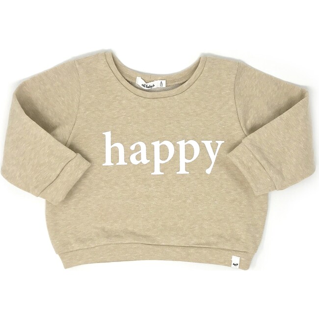 Brooklyn Boxy Sweatshirt "happy" White Ink, Sandy