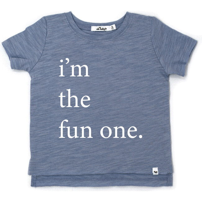 Raw Edge Tee "i'm the fun one" White Ink, Fog - T-Shirts - 1
