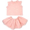 Lola Top and Tutu Skirt Set, Silver Mini Stars Pale Pink - Blouses - 1 - thumbnail