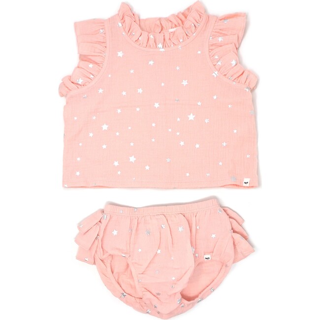 Lola Top and Tushie Set, Silver Mini Stars Pale Pink - Mixed Apparel Set - 1