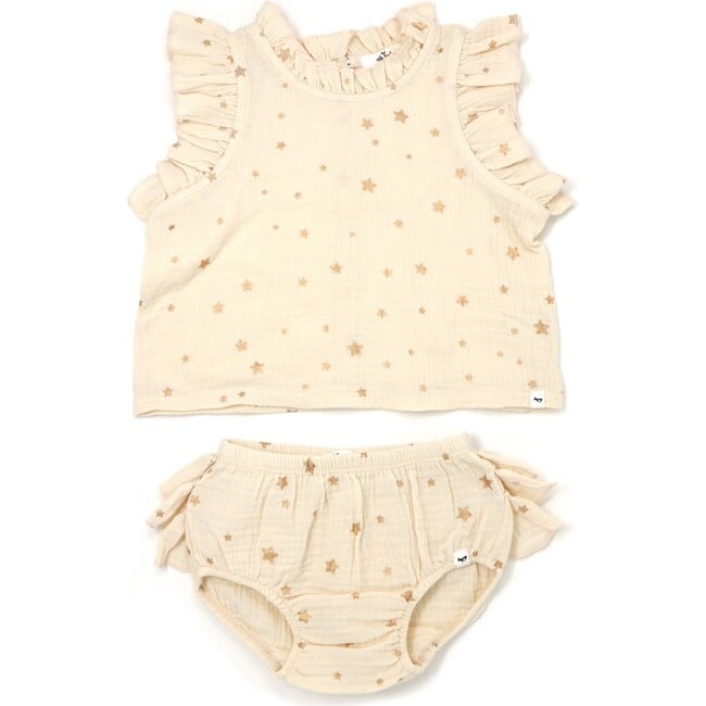 Lola Top and Tushie Set, Rose Gold Mini Stars Natural - Mixed Apparel Set - 1