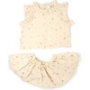 Lola Top and Tutu Skirt Set, Rose Gold Mini Stars Natural - Blouses - 1 - thumbnail