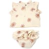 Lola Top and Tushie Set, Blush Daisies Natural - Mixed Apparel Set - 2