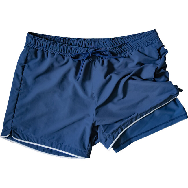Men's Cabana Swim Short- Mikey, Navy Blue with Navy Blue Liner - Swim Trunks - 3