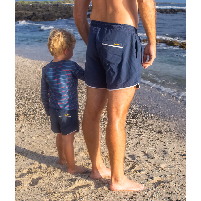 Cabana Swim Short- Nolan, Navy Blue with Navy Blue Liner - Swim Trunks - 3