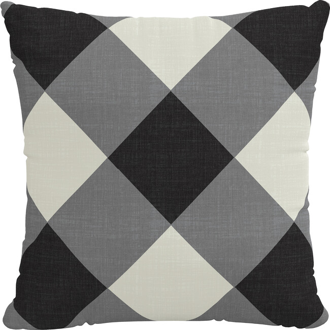 Indoor/Outdoor Decorative Pillow, Diamond Check Charcoal
