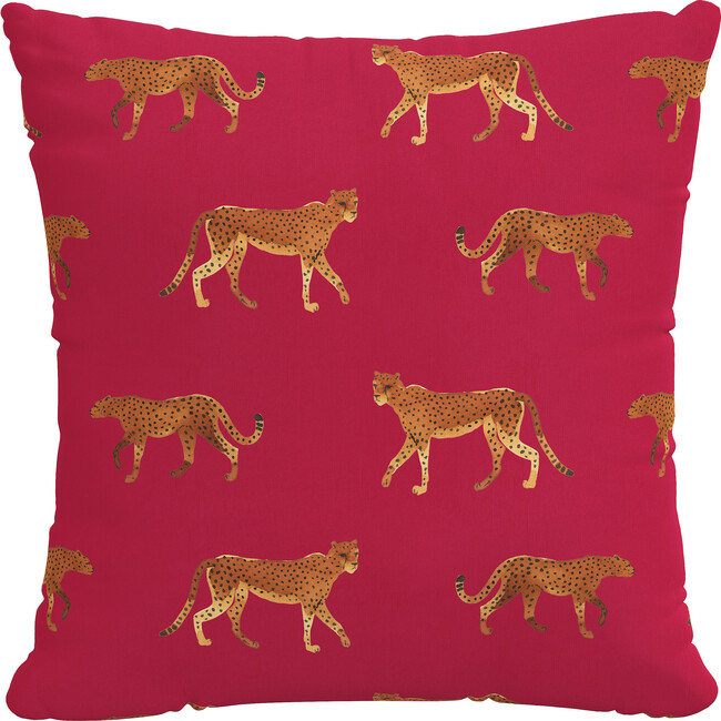 Indoor/Outdoor Decorative Pillow, Cheetah Walk Raspberry
