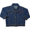 Baby Front Embroidery Denim Jacket, Medium Blue - Jackets - 1 - thumbnail