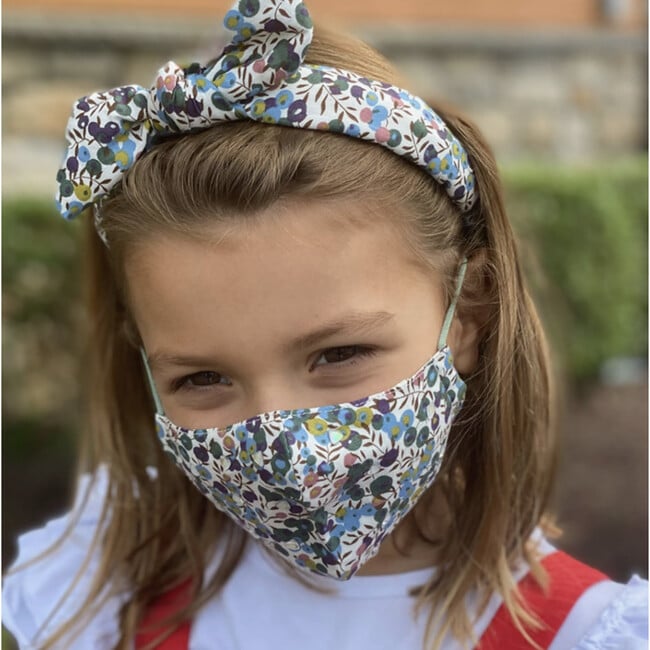 Set of 2 Kids Face masks, Embroidered Florals - Face Masks - 2