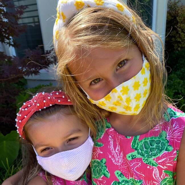 Set of 2 Kids Face masks, Pastel Stripe & Flower - Face Masks - 2