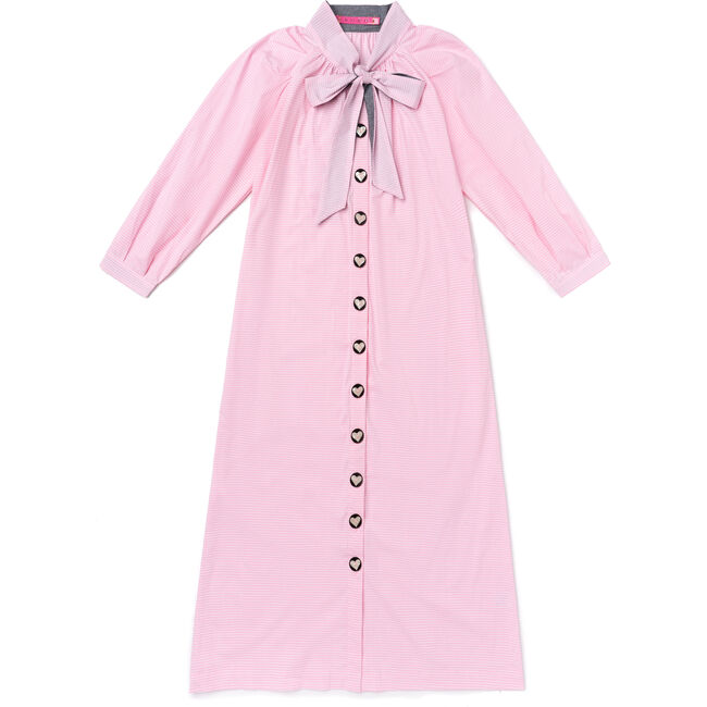 Women's Midi Dress, Pink Gingham - Dresses - 1