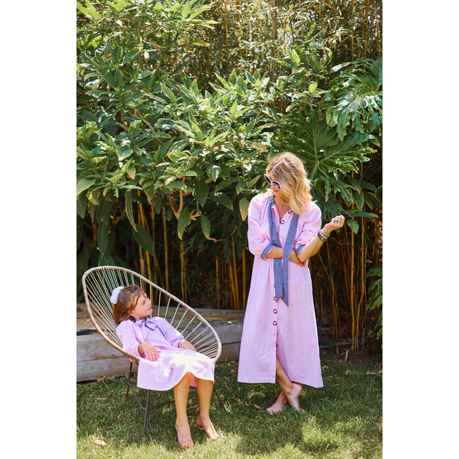 Women's Midi Dress, Pink Gingham - Dresses - 2