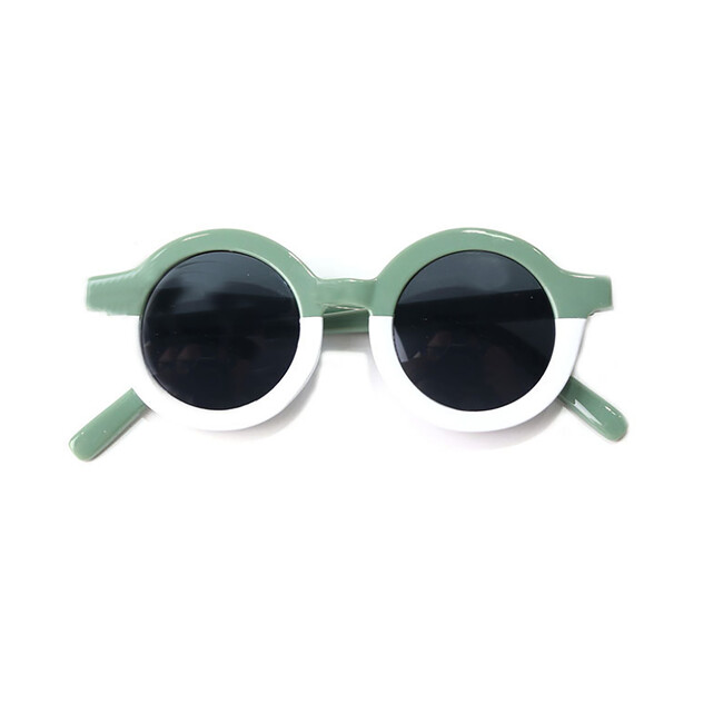 Round Retro Two Tone Sunglasses, Succulent Green