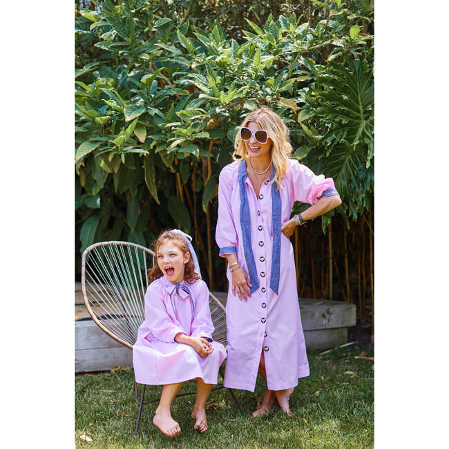 Women's Midi Dress, Pink Gingham - Dresses - 3