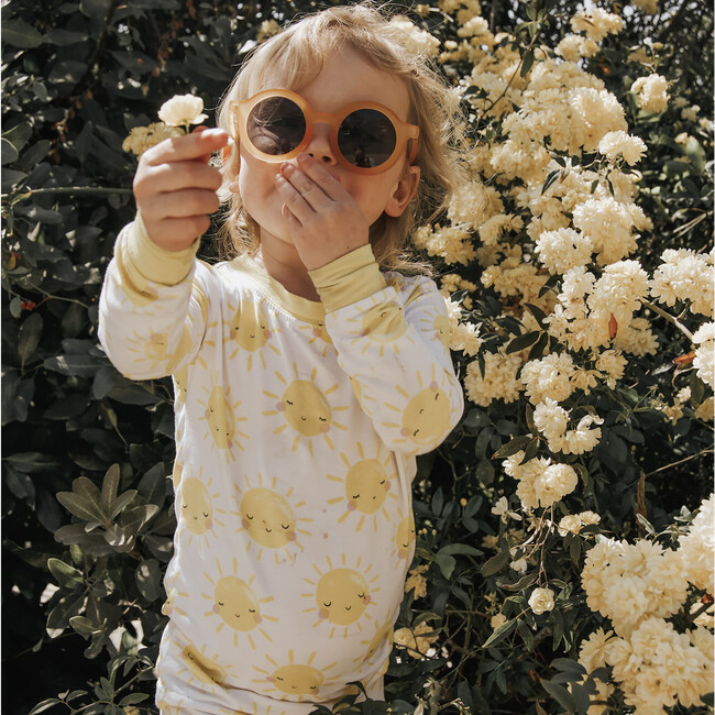 Round Retro Sunglasses, Light Tangerine - Sunglasses - 2