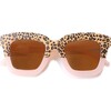 Cat Eye Rectangle Two Tone Sunglasses, Pink Cheetah - Sunglasses - 1 - thumbnail