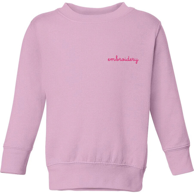Little Kid Small Embroidery Classic Crewneck, Pink