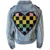 Crystal Checkered Heart Jacket, Denim - Jackets - 1 - thumbnail