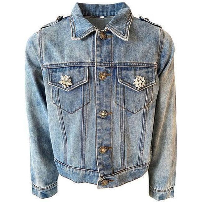 Crystal Checkered Heart Jacket, Denim - Jackets - 3