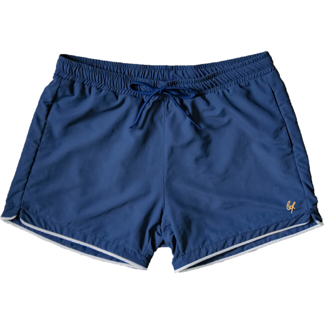 Men's Cabana Swim Short- Mikey, Navy Blue with Navy Blue Liner - Swim Trunks - 1