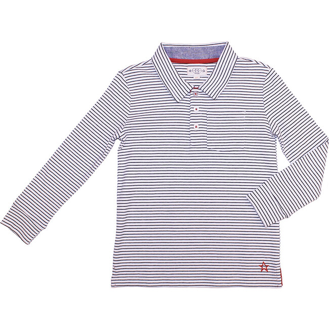 Classic Polo, White & Blue Stripes - Polo Shirts - 1