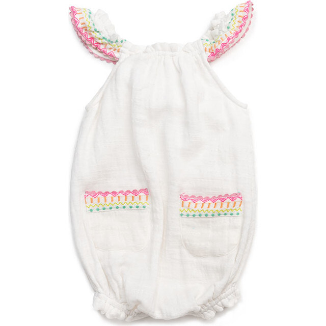 Kiera Embroidered Romper, White - Rompers - 1