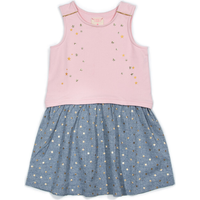 *Exclusive* Makie Dress, Pink & Chambray Stars - Dresses - 1