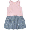 *Exclusive* Makie Dress, Pink & Chambray Stars - Dresses - 1 - thumbnail