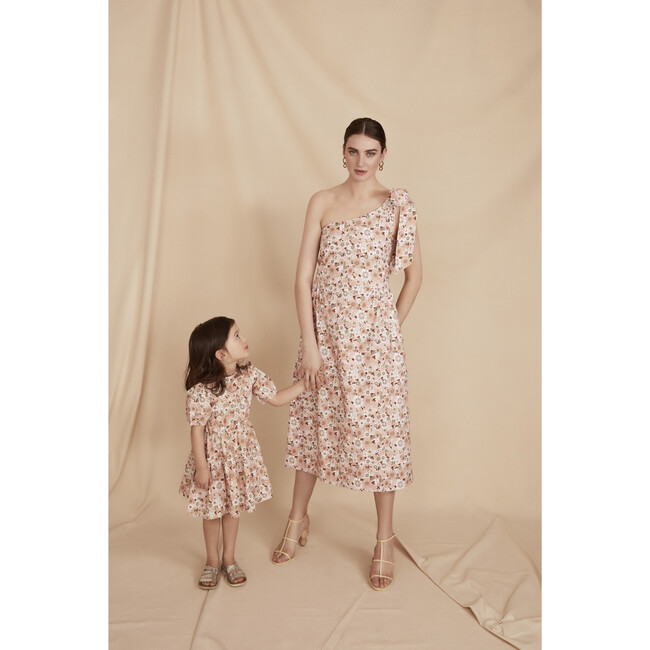Women's The Midi One Shoulder Dress, Pink Floral - Dresses - 2