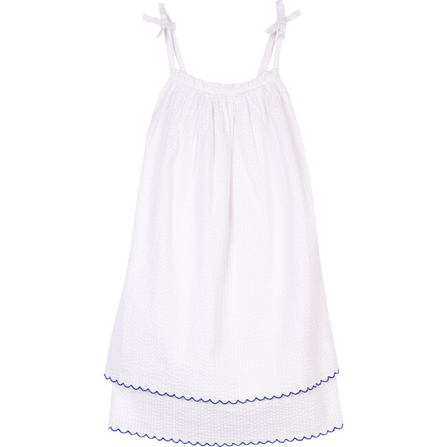 The Little Tiered Sundress, White Seersucker Stripe