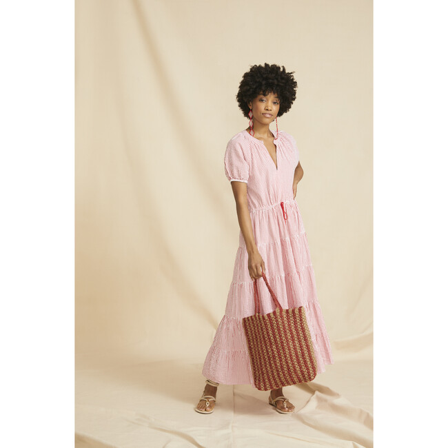 Women's The Island Dress, Red & White Striped Seersucker - Dresses - 2