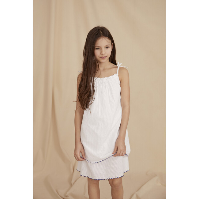 The Little Tiered Sundress, White Seersucker Stripe