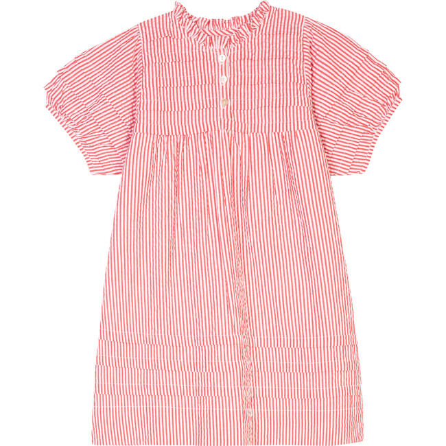 The Little Island Dress, Red & White Striped Seersucker