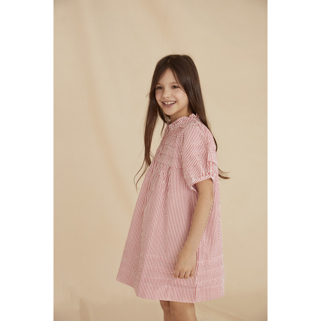 The Little Island Dress, Red & White Striped Seersucker