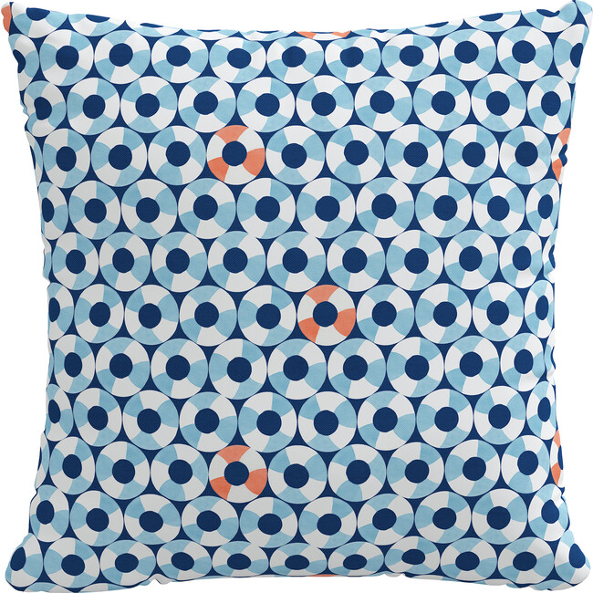 Pool Rings Grid Decorative Pillow, Navy