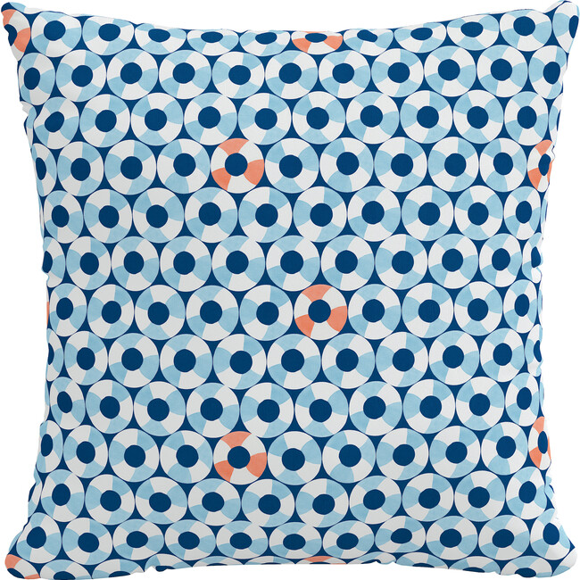 Pool Rings Grid Outdoor Pillow, Navy
