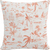Beach Toile Outdoor Pillow, Coral - Decorative Pillows - 1 - thumbnail