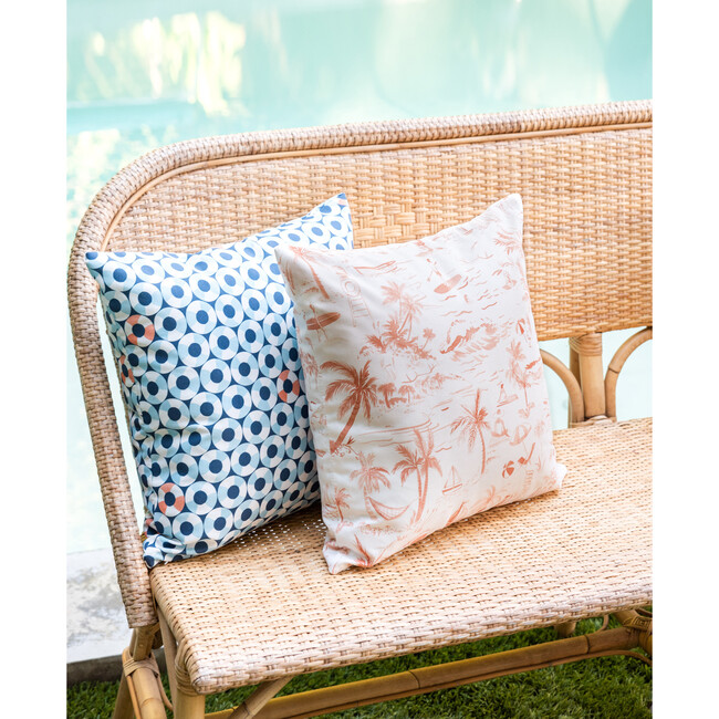 Beach Toile Outdoor Pillow, Coral - Decorative Pillows - 2