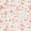 Beach Toile Outdoor Pillow, Coral - Decorative Pillows - 3