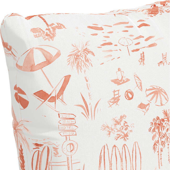 Beach Toile Outdoor Pillow, Coral - Decorative Pillows - 4