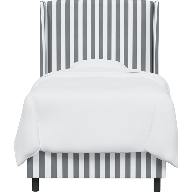 Quinn Wingback Bed, Grey Canopy Stripe