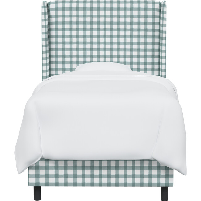Quinn Wingback Bed, Powder Blue Gingham - Beds - 1