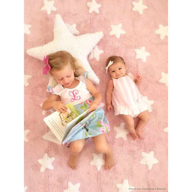 Stars Washable Rug, Pink/White - Rugs - 5