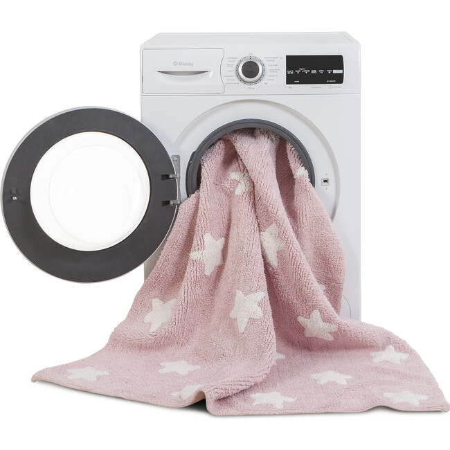 Stars Washable Rug, Pink/White - Rugs - 6