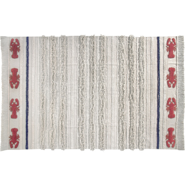 Mini Lobster Large Washable Rug, Ivory/Red - Rugs - 1