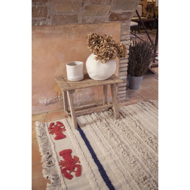 Mini Lobster Large Washable Rug, Ivory/Red - Rugs - 2