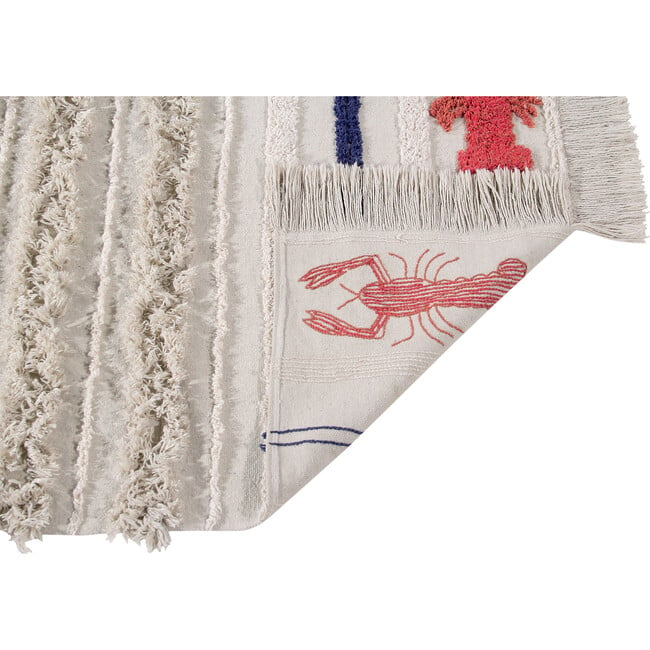 Mini Lobster Large Washable Rug, Ivory/Red - Rugs - 4