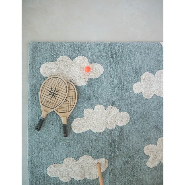 Clouds Washable Rug, Vintage Blue - Rugs - 8