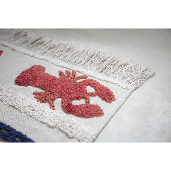 Mini Lobster Large Washable Rug, Ivory/Red - Rugs - 9