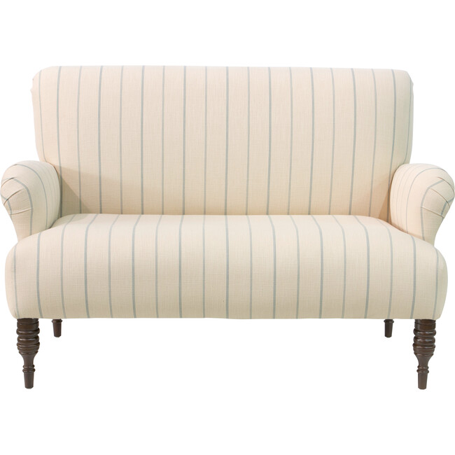 Miles Settee, Cornflower French Stripe - Accent Seating - 1